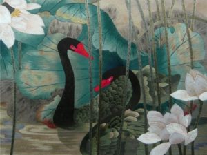 Черные лебеди на Сучжоуской вышивке